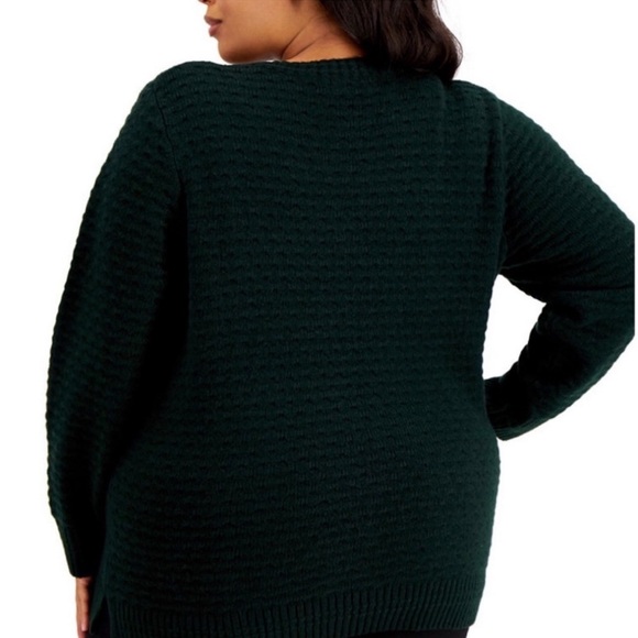 Calvin Klein Evergreen V-neck Textured Sweater 1X - Picture 2 of 8